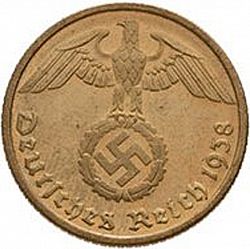 Large Obverse for 10 Reichspfenning 1938 coin