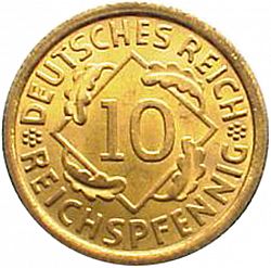 Large Obverse for 10 Pfenning 1925 coin