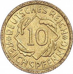Large Obverse for 10 Pfenning 1930 coin
