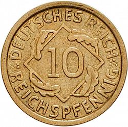 Large Obverse for 10 Pfenning 1931 coin