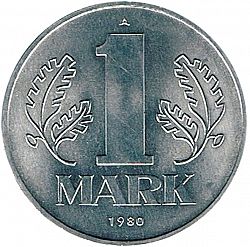 Large Obverse for 1 Mark 1980 coin