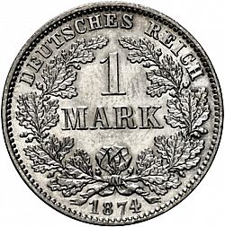 Large Obverse for 1 Mark 1874 coin