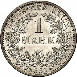 Large Obverse for 1 Mark 1881 coin