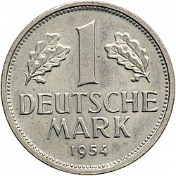 Large Reverse for 1 Mark 1954 coin
