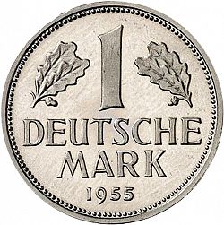 Large Reverse for 1 Mark 1955 coin