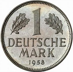 Large Reverse for 1 Mark 1958 coin