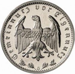 Large Obverse for 1 Reichsmark 1938 coin