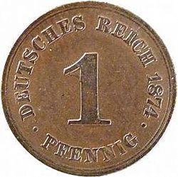 Large Obverse for 1 Pfenning 1874 coin