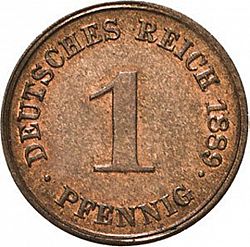 Large Obverse for 1 Pfenning 1889 coin