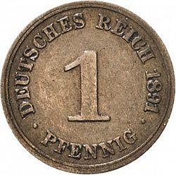 Large Obverse for 1 Pfenning 1891 coin