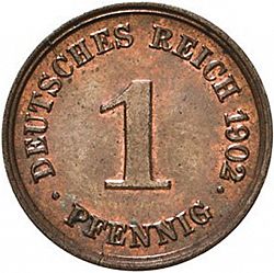 Large Obverse for 1 Pfenning 1902 coin