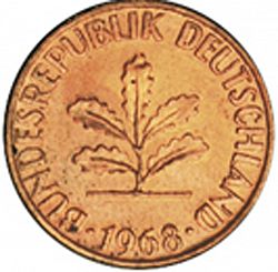 Large Obverse for 1 Pfennig 1968 coin