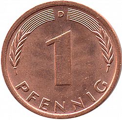 Large Reverse for 1 Pfennig 1974 coin