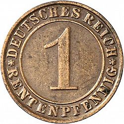 Large Obverse for 1 Pfenning 1929 coin