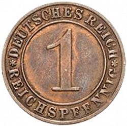 Large Obverse for 1 Pfenning 1924 coin