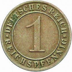 Large Obverse for 1 Pfenning 1929 coin