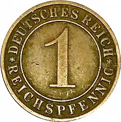 Large Obverse for 1 Pfenning 1933 coin