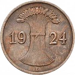 Large Reverse for 1 Pfenning 1924 coin