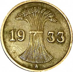 Large Reverse for 1 Pfenning 1933 coin