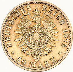 Large Reverse for 20 Mark 1875 coin