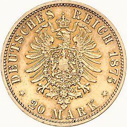 Large Reverse for 20 Mark 1875 coin