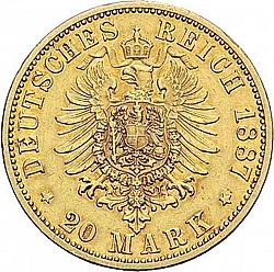 Large Reverse for 20 Mark 1887 coin