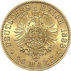 Large Reverse for 20 Mark 1888 coin