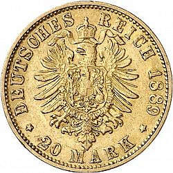 Large Reverse for 20 Mark 1889 coin