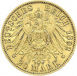 Large Reverse for 20 Mark 1892 coin