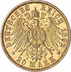 Large Reverse for 20 Mark 1892 coin