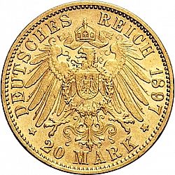 Large Reverse for 20 Mark 1897 coin