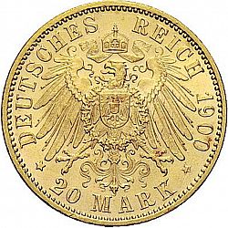 Large Reverse for 20 Mark 1900 coin