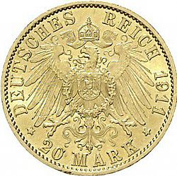 Large Reverse for 20 Mark 1911 coin