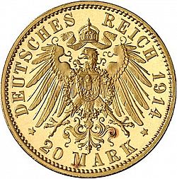 Large Reverse for 20 Mark 1914 coin