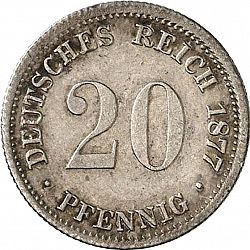 Large Obverse for 20 Pfenning 1877 coin