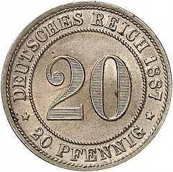 Large Obverse for 20 Pfenning 1887 coin