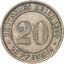 Large Obverse for 20 Pfenning 1890 coin