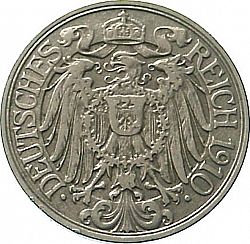 Large Reverse for 25 Pfenning 1910 coin
