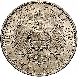 Large Reverse for 2 Mark 1892 coin