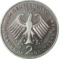 Large Obverse for 2 Mark 1974 coin