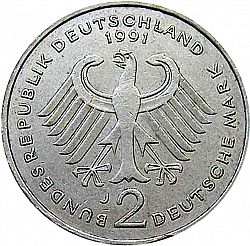 Large Obverse for 2 Mark 1991 coin