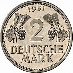 Large Reverse for 2 Mark 1951 coin