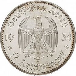Large Obverse for 2 Reichsmark 1934 coin