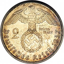 Large Obverse for 2 Reichsmark 1937 coin