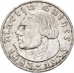 Large Reverse for 2 Reichsmark 1933 coin