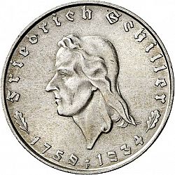 Large Reverse for 2 Reichsmark 1934 coin