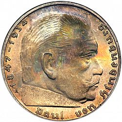 Large Reverse for 2 Reichsmark 1937 coin