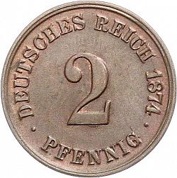 Large Obverse for 2 Pfenning 1874 coin