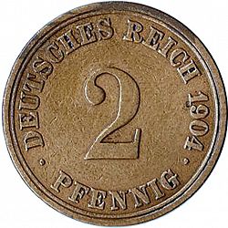 Large Obverse for 2 Pfenning 1904 coin