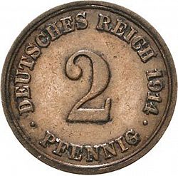 Large Obverse for 2 Pfenning 1914 coin